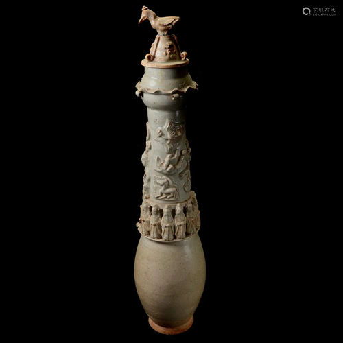 Chinese Tall Ceramic Glazed Urn