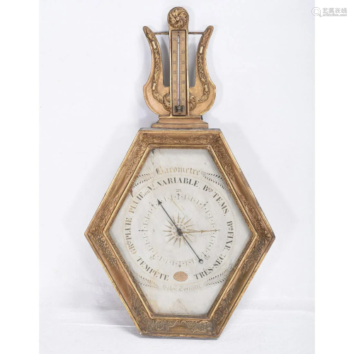 French LeliÃ‹vre Gilt-Wood Barometer and Thermo…