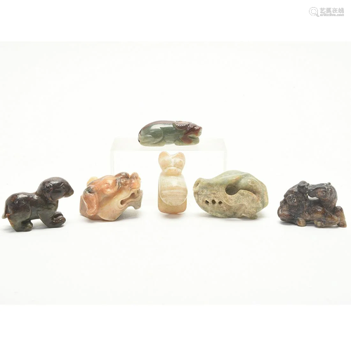 Six Chinese Archaistic Jade Toggles and Pendants