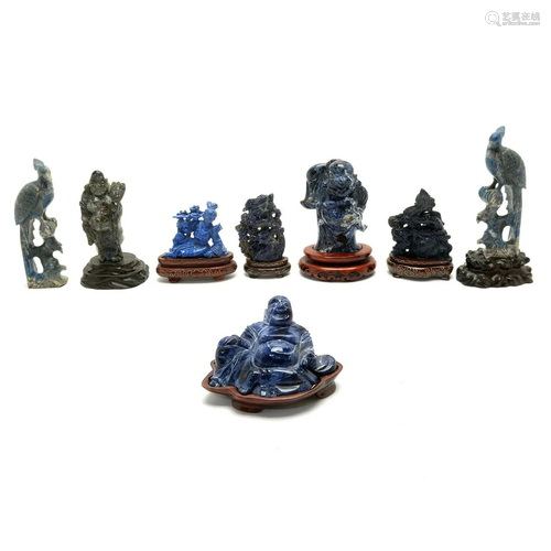 Eight Chinese Lapis Lazuli Carvings