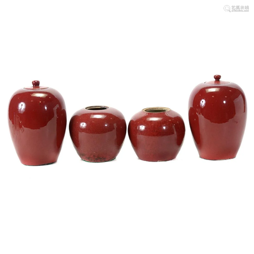 Four Chinese Oxblood Jars