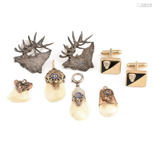 Collection of Seven Gent's Elk's Lodge Jewelry Items.
