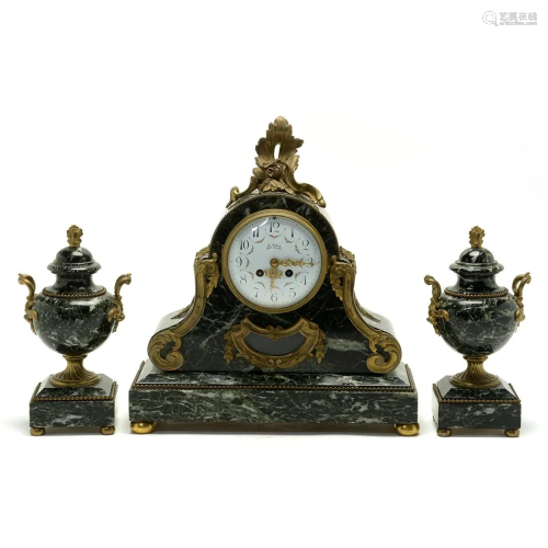 French Neoclassical Three Piece Table Garniture.