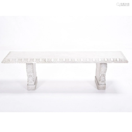 Neoclassical Style Carved Marble Bench with St…