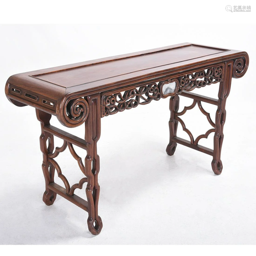 Chinese Rosewood Altar Table with Marble Inset*