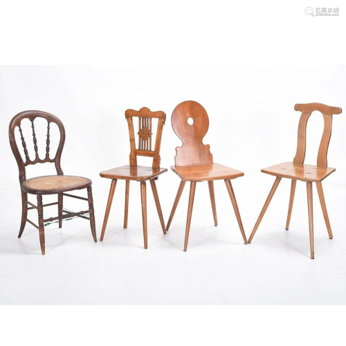 Unusual Set of Eight Walnut Side Chairs and Two …