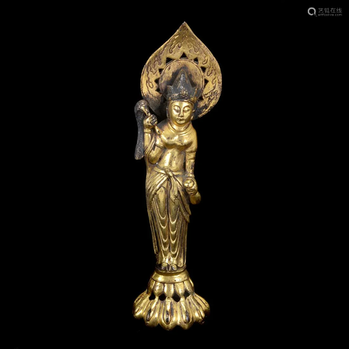 Chinese Gilt-Bronze Standing Bodhisattva