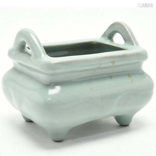 Chinese Longquan Celadon Rectangular Censer