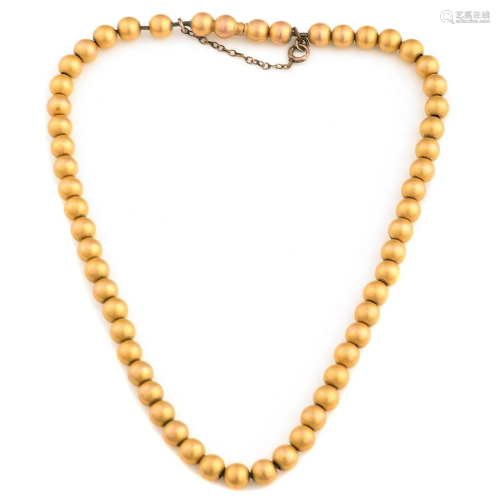 14k Yellow Gold Bead Necklace.