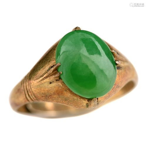 Jadeite Jade, Silver-Gilt Ring.