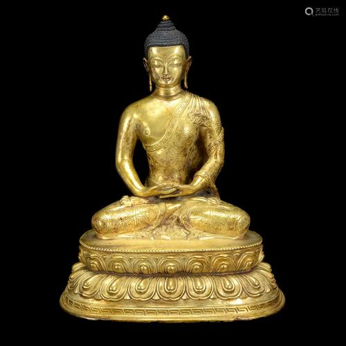 Sino-Tibetan Gilt-Bronze Sakayamuni