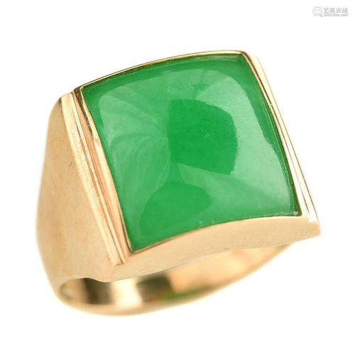 Men's Jade, 14k Yellow Gold Ring.