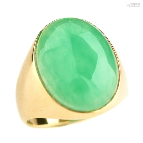 Men's Jade, 14k Yellow Gold Ring.