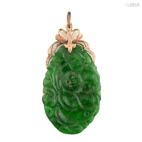 Jadeite Jade, 14k Yellow Gold Pendant.