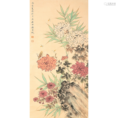 Attributed to Jin Cheng (1878-1926): Bees and Flower