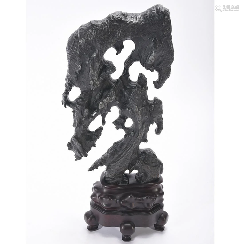 Large Chinese Scholar's Rock with Carved Base