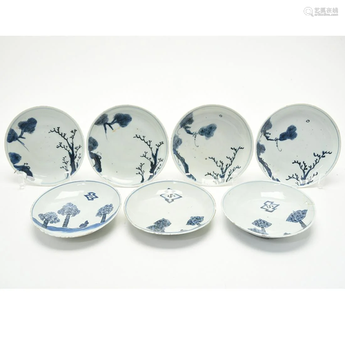 Seven Chinese Blue and White Plates