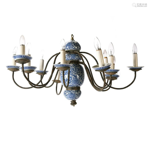 Chinese Blue and White Twelve Light Porcelain