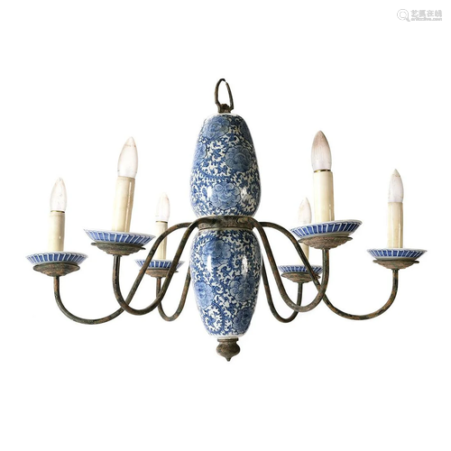 Chinese Blue and White Twelve Light Porcelain