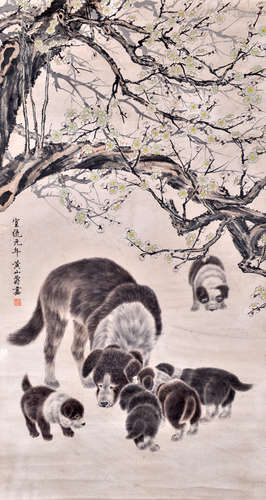 黄山寿（1855~1919） 黄山寿 梅犬图