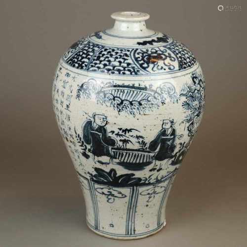 Blue and white Meiping vase - China