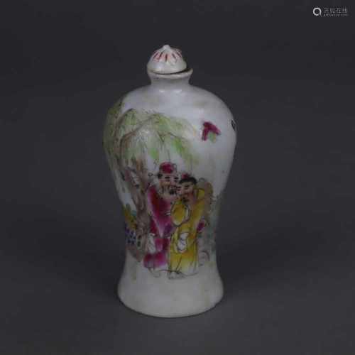 Famille-Rose Snuffbottle - Porzellan. Meiping-Form