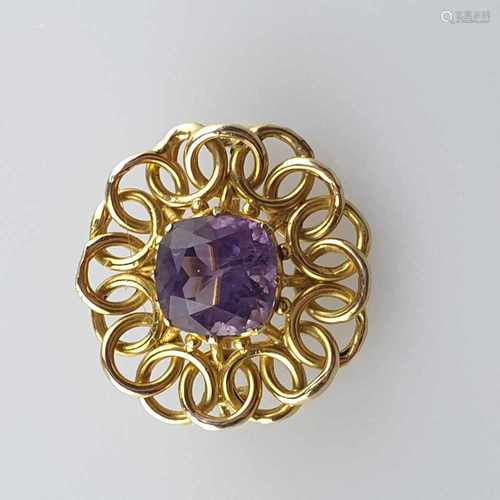 Amethyst-Brosche - Gelbgold