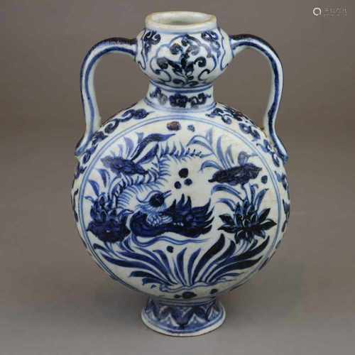 A underglaze blue and white porcelain moonflask - China