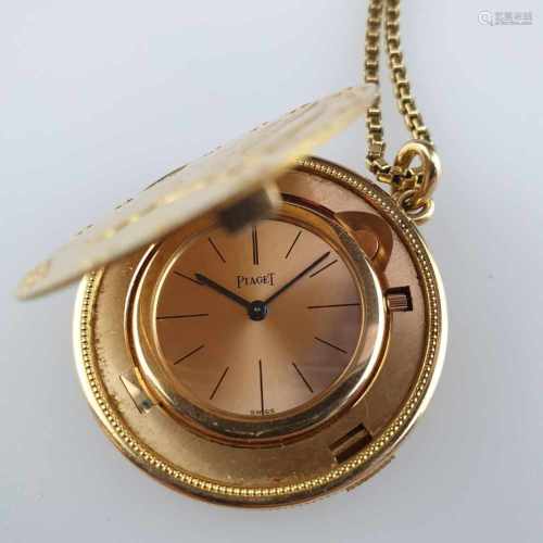 A Gold 20 Dollar Gents Pocket Watch with a gold chain - Swiss