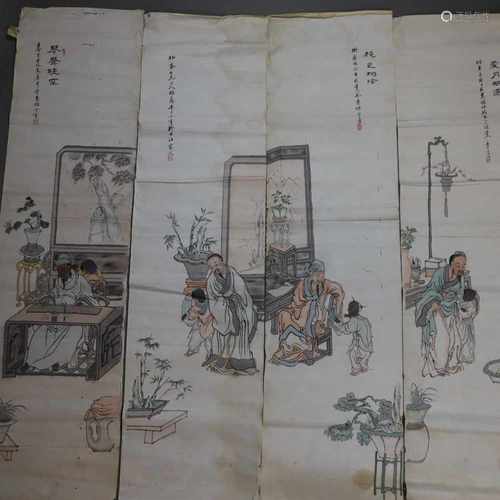 Vier chinesische Rollbilder - China