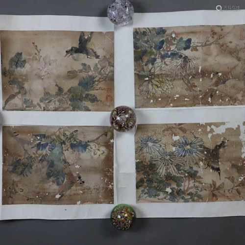 Four small scroll paintings - China