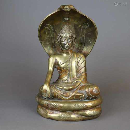 Buddha Muchalinda - Kupferbronze vergoldet