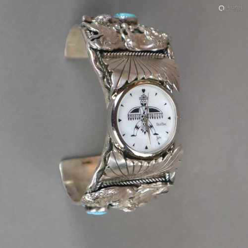 Navajo-Armreif mit Uhr - Indianerschmuck