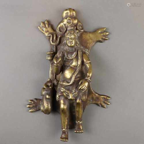 Shiva auf Tigerfeld - Bronze