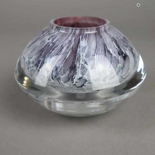Vase/Lampenfuß WMF Ikora - Klarglas mit weißen und violetten Pulvereinschmelzungen