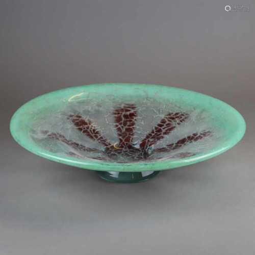 Glasschale WMF-Ikora - Klarglas mit braun/grünen Pulver- und Oxydeinschmelzungen