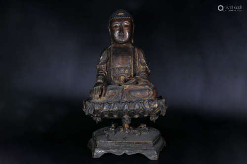 GILT BRONZE CAST AVALOKITESHVARA SEATED FIGURE