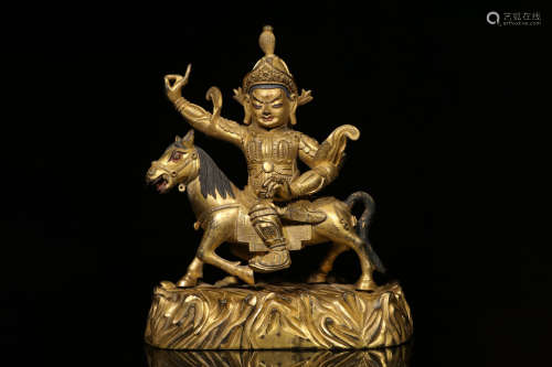 GILT BRONZE CAST 'ZHOU CANG' FIGURE