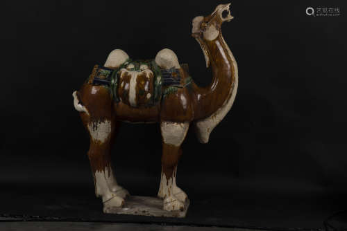 LARGE SANCAI GLAZED 'CAMEL' FIGURE