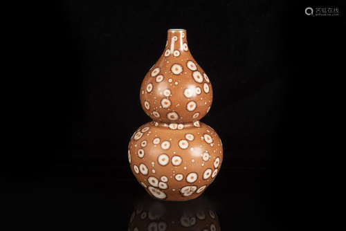 WOOD PATTERN PORCELAIN DOUBLE GOURD VASE