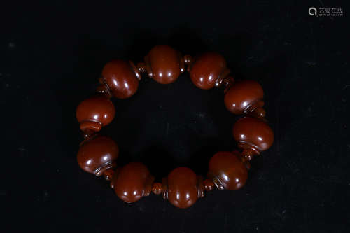 AGATE BEAD CARVED BRACELET