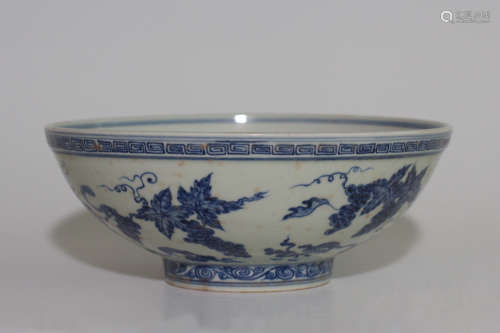 BLUE AND WHITE 'GRAPES AND MICE' BOWL