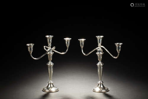 PAIR OF TOWLE STERLING SILVER 3-LIGHT CANDELABRA