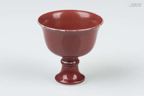 MONOCHROME RED GLAZED STEM CUP