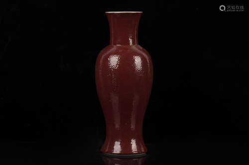 MONOCHROME RED GLAZED AND 'ORANGE PEEL' SURFACE VASE