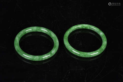 TWO JADEITE ROUND BANGLES