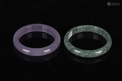 TWO JADEITE ROUND BANGLES