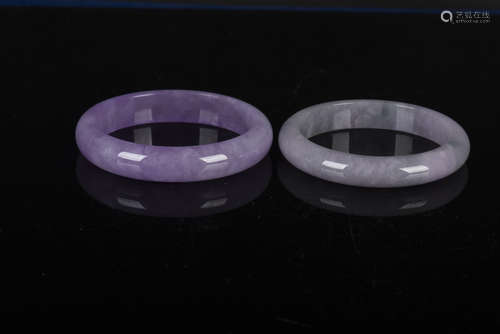 TWO JADEITE ROUND BANGLES