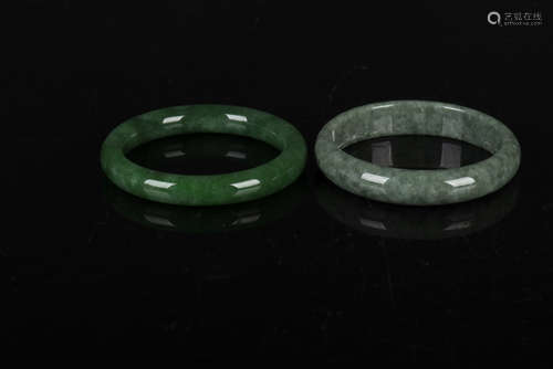 TWO JADEITE ROUND BANGLES