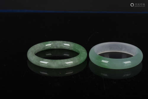 TWO JADEITE ROUND BANGLES